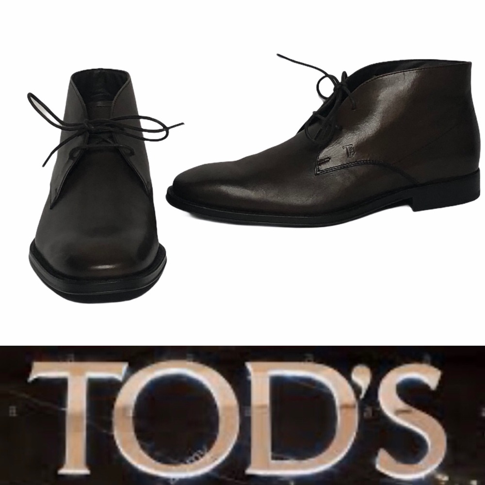 NEW Tod's Mens Brown Leather Laceup AnkleBoots 5.5 - Picture 3 of 16